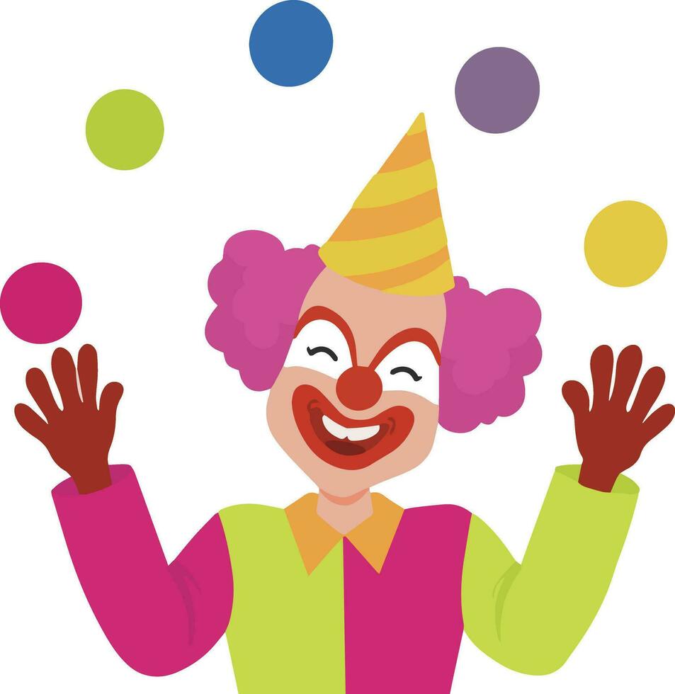 linda payaso jugando pelota en cumpleaños fiesta ilustración vector