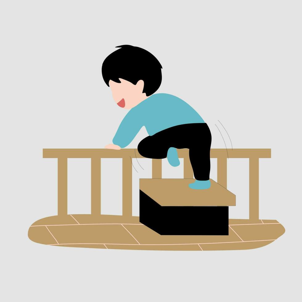 Be aware of dangerous places and items for children at home vector