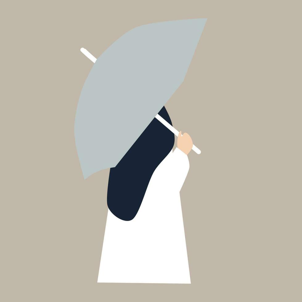 Muslim woman with umbrella vector