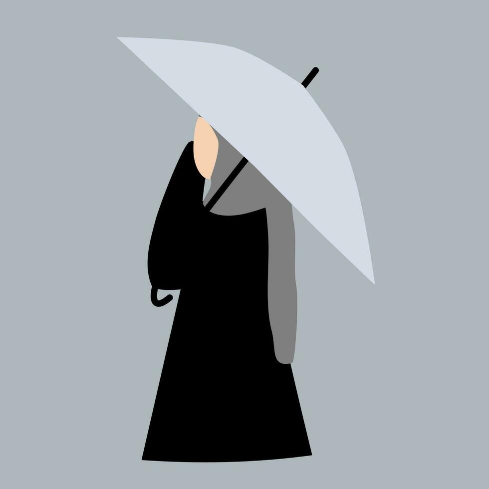 Muslim woman with umbrella vector