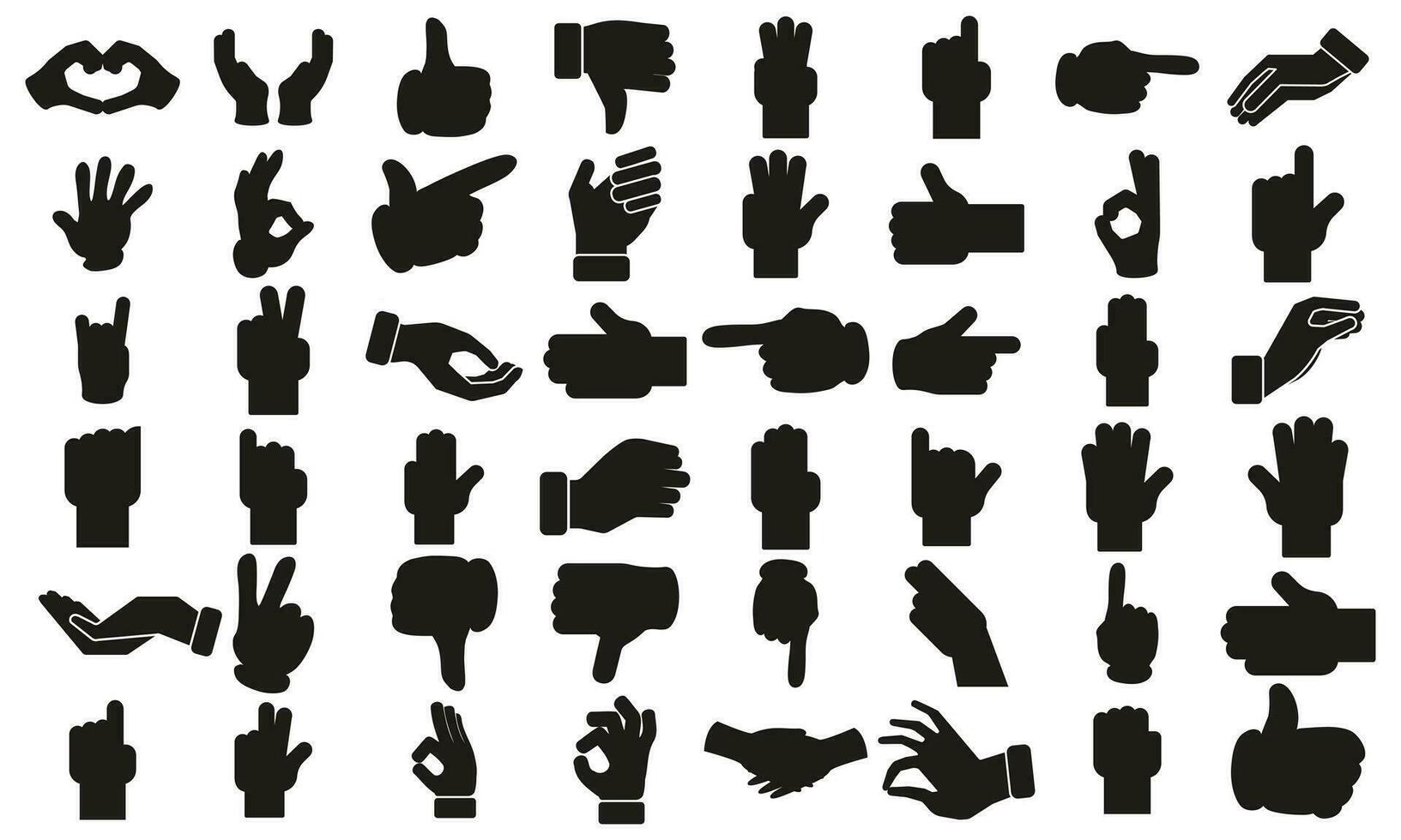 vector illustration of collection of hand gestures silhouettes, Hand vector, biggest collection of vector icons hands