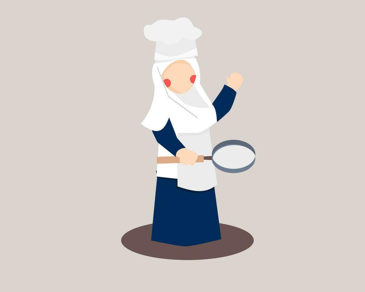 Cute Muslim Girl Chef Illustration vector