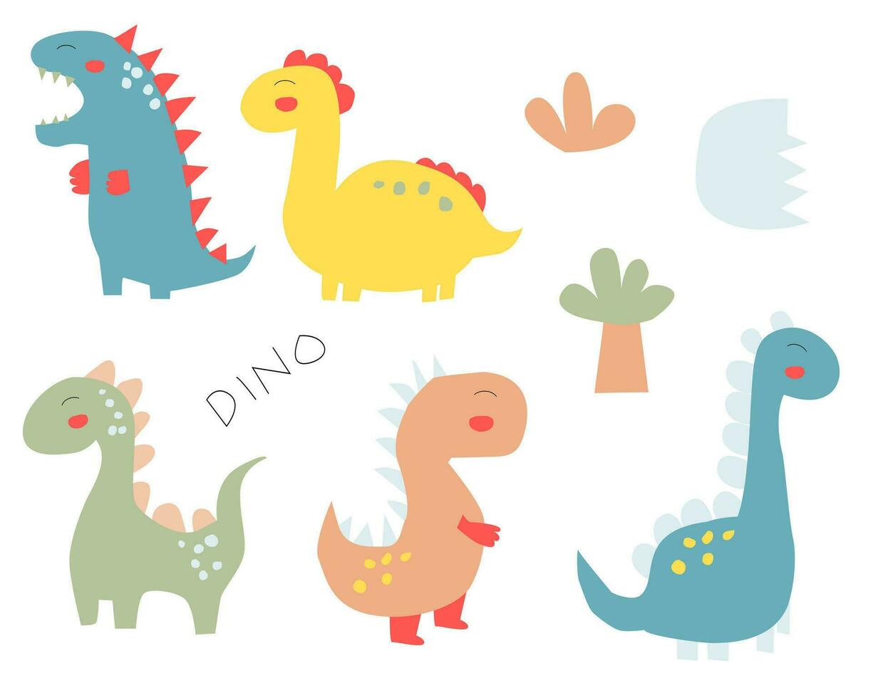 linda y vistoso dinosaurio vector elemento