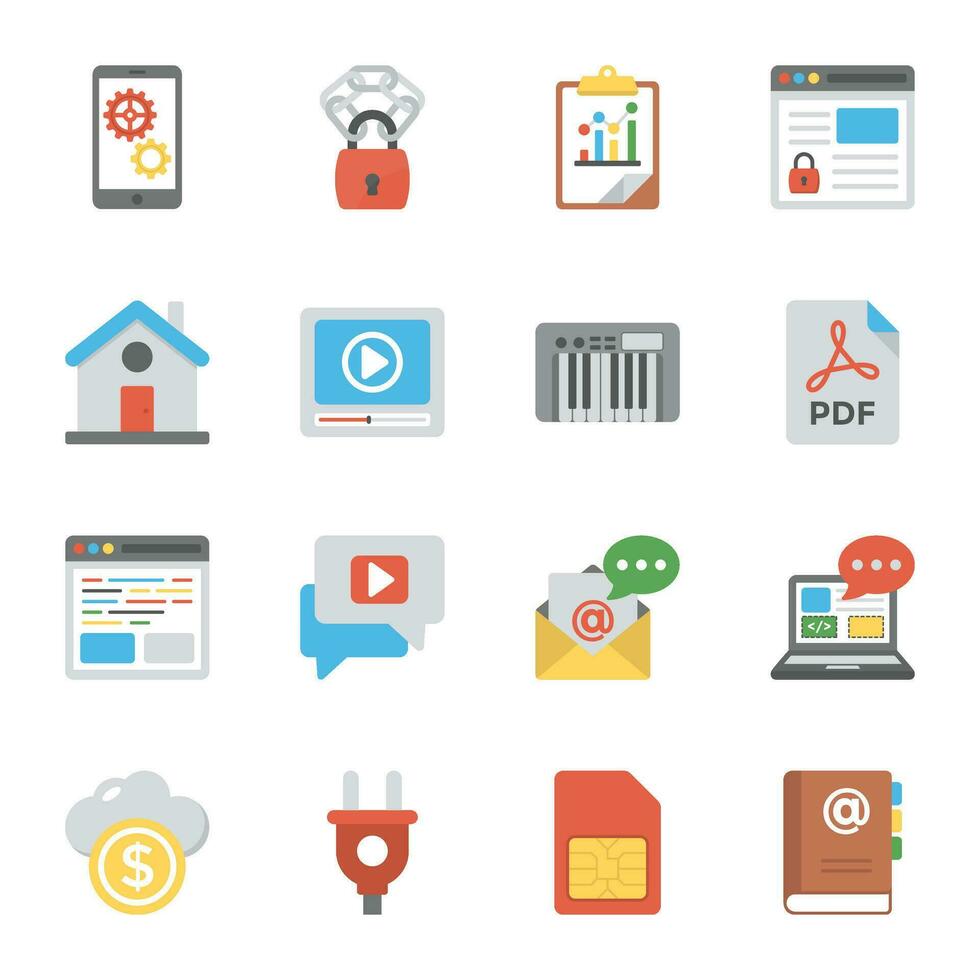 Pack of Web and SEO Flat Icons vector
