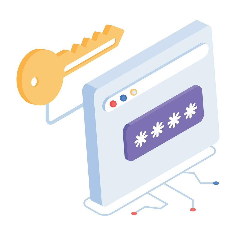 Isometric icon of website password vector