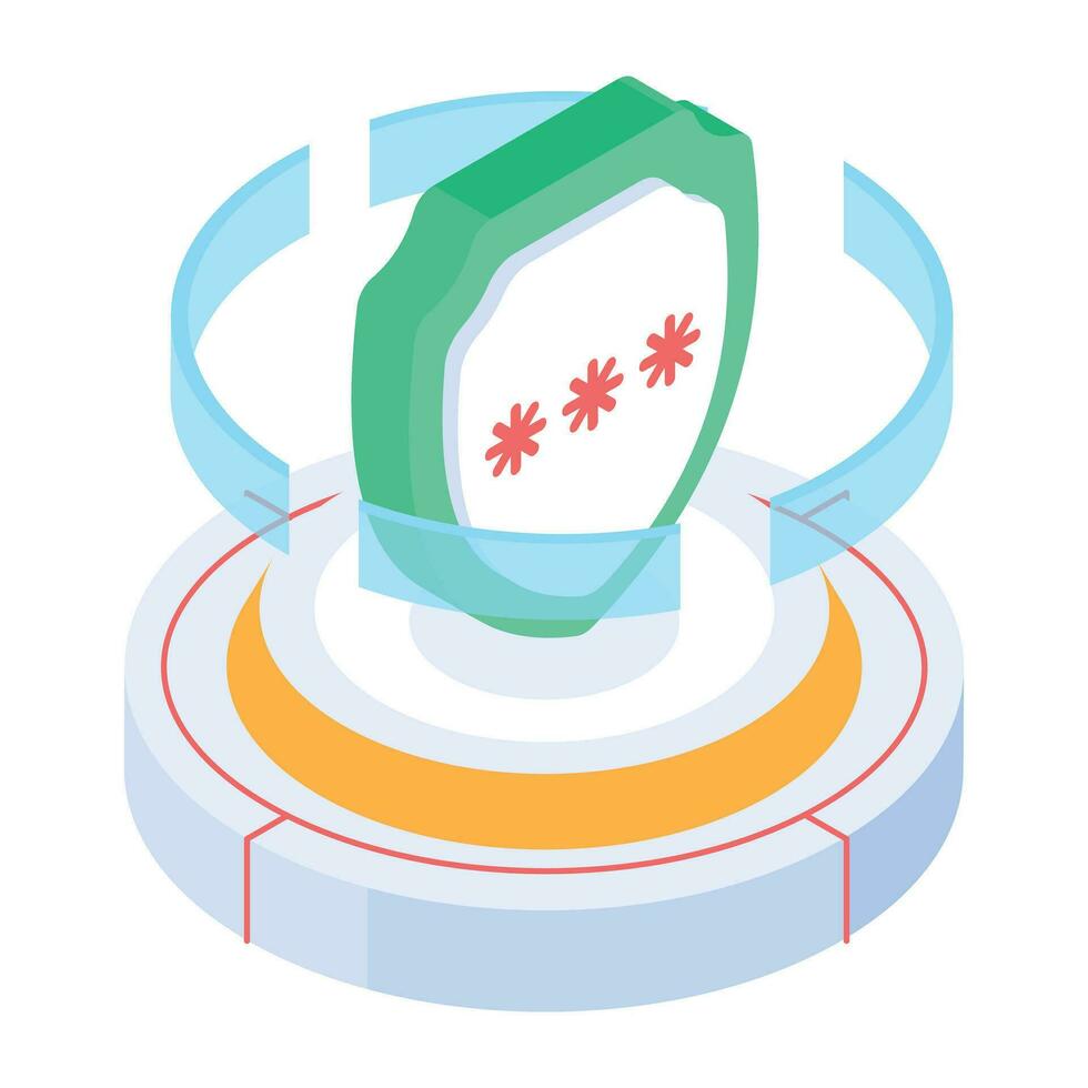 Shield with password, concept of cybersecurity isometric icon vector