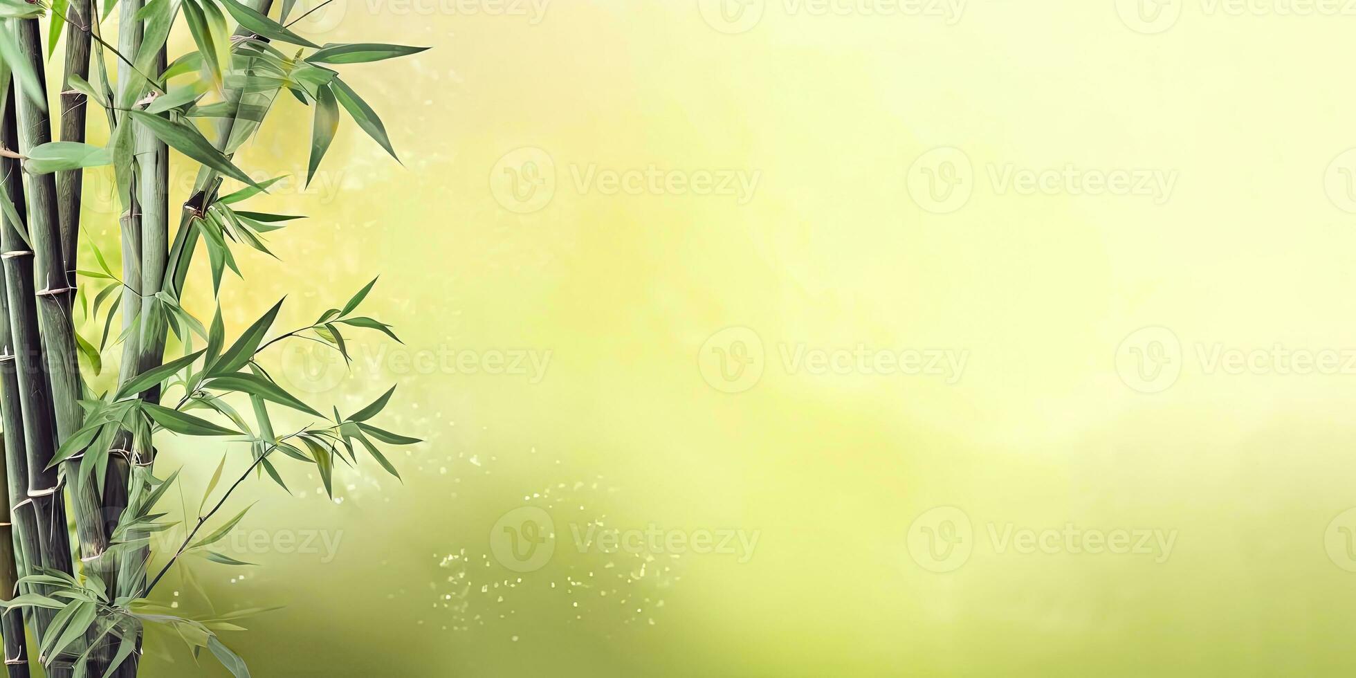 bambú belleza - verde tallos en bokeh - generativo ai foto