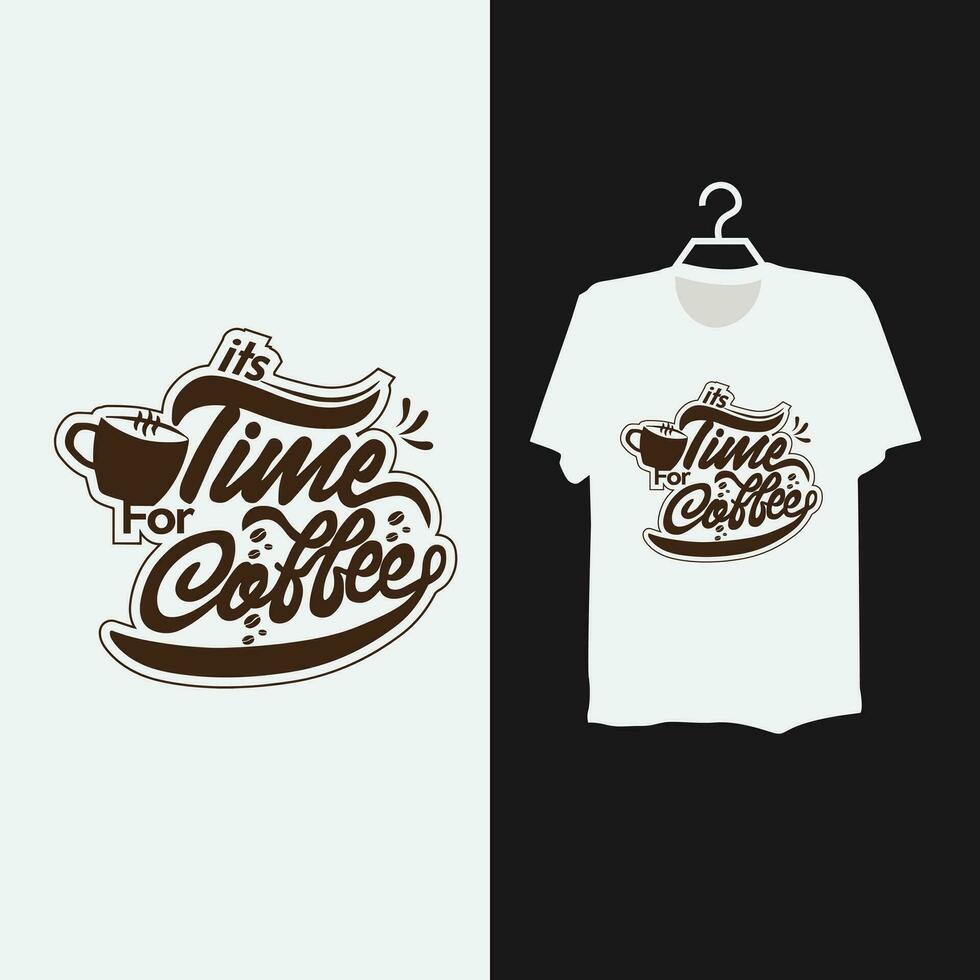 tipografía café hora t camisa modelo diseño. vector