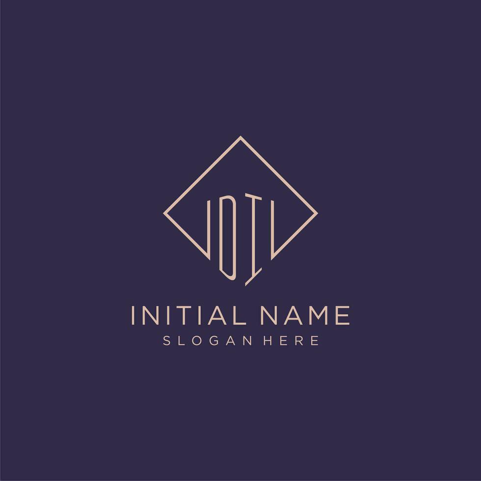Initials DI logo monogram with rectangle style design vector