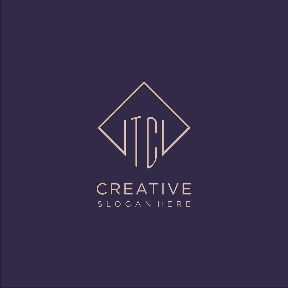 Initials TC logo monogram with rectangle style design vector