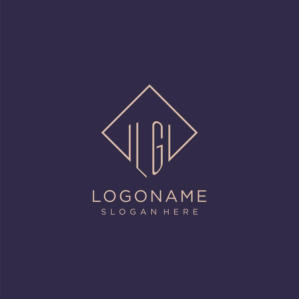 Initials LG logo monogram with rectangle style design vector