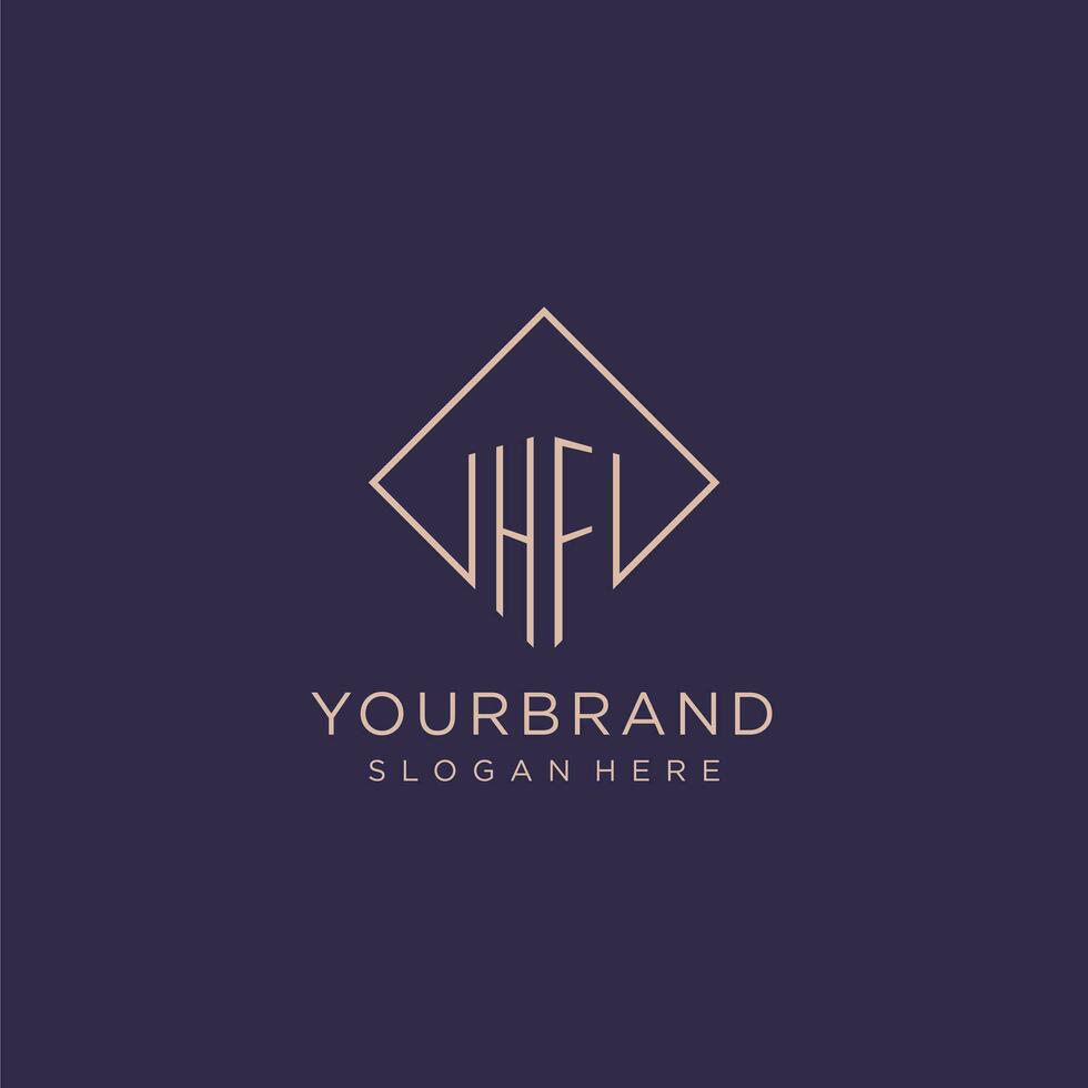 Initials HF logo monogram with rectangle style design vector