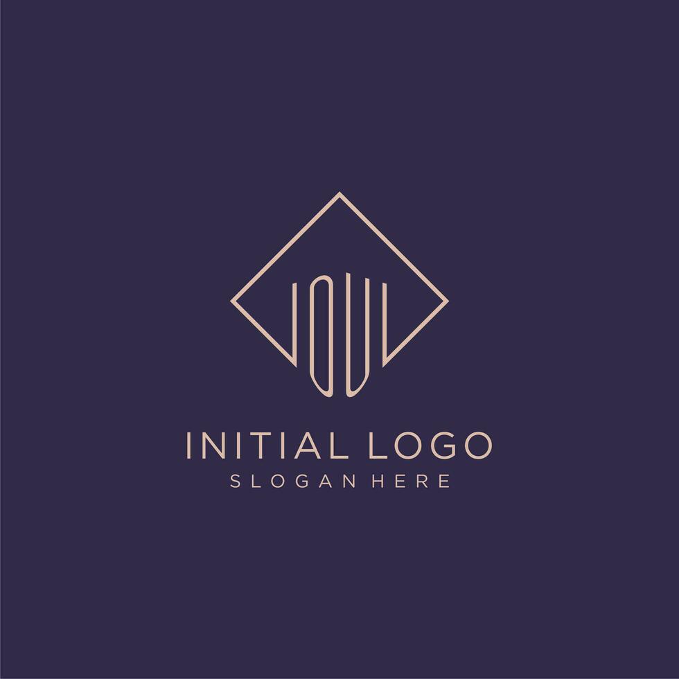 Initials OU logo monogram with rectangle style design vector