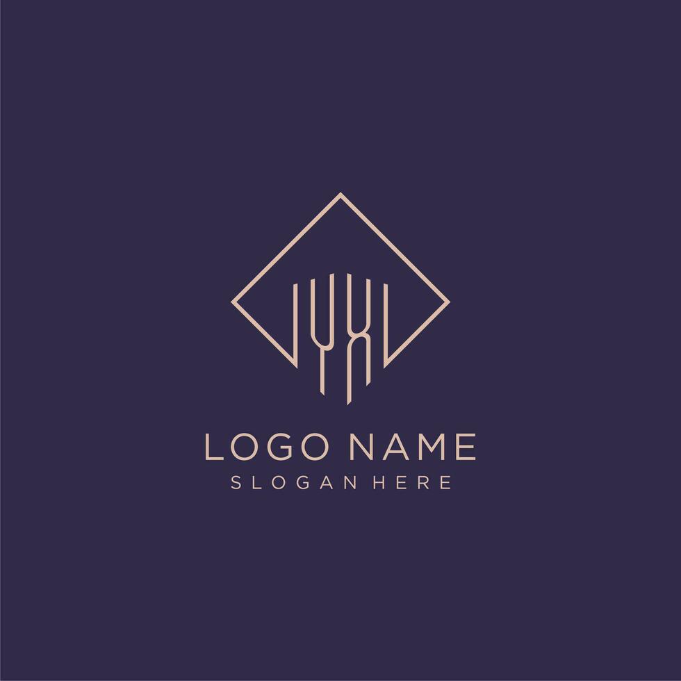 Initials YX logo monogram with rectangle style design vector