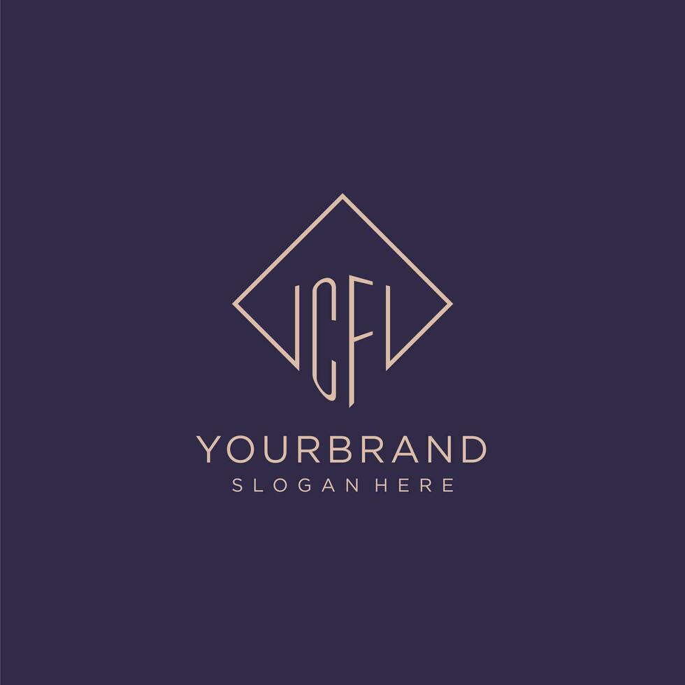 Initials CF logo monogram with rectangle style design vector