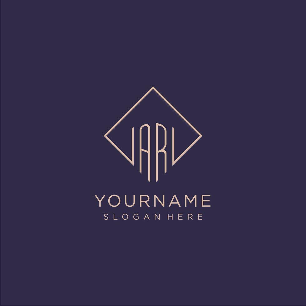 Initials AR logo monogram with rectangle style design vector