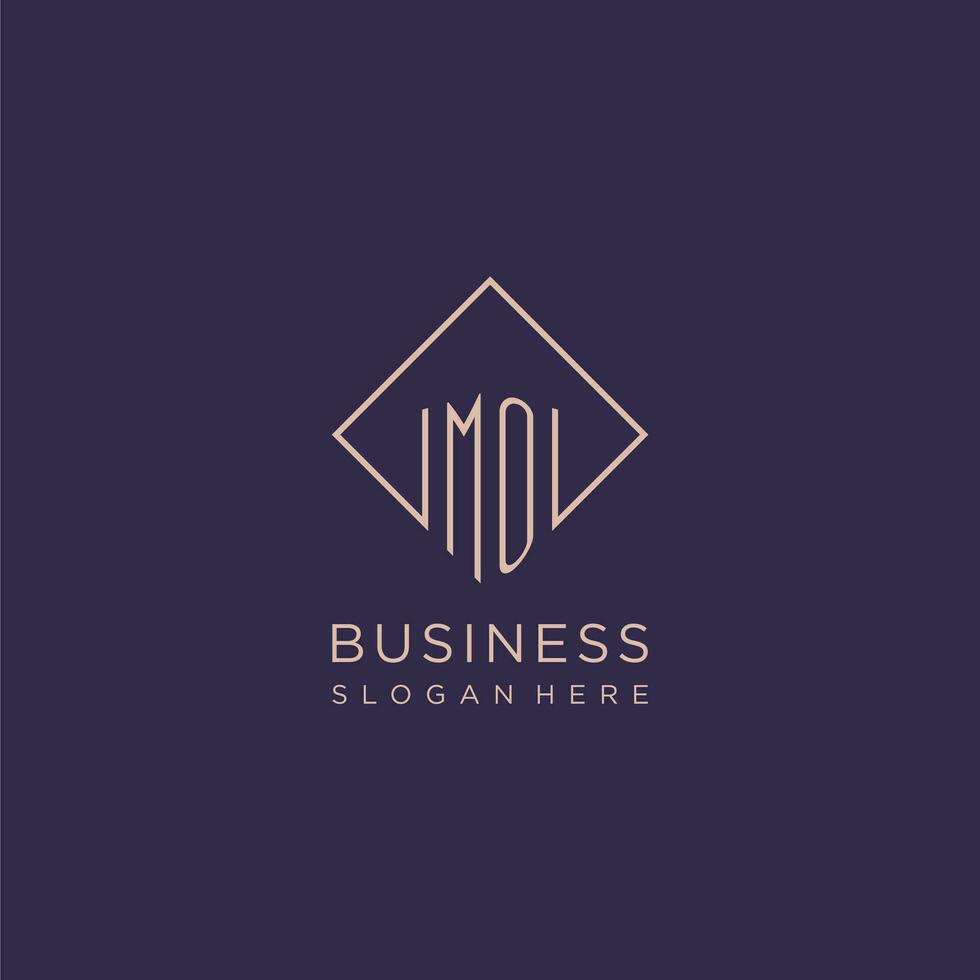 Initials MO logo monogram with rectangle style design vector