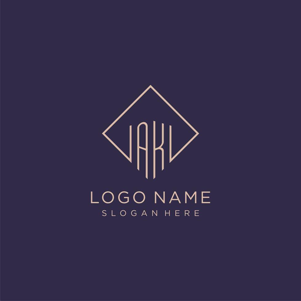 Initials AK logo monogram with rectangle style design vector