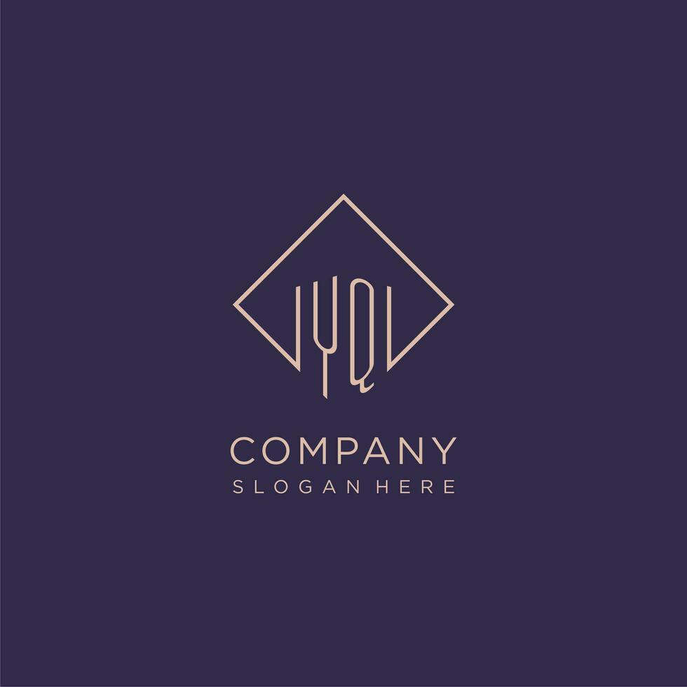 Initials YQ logo monogram with rectangle style design vector