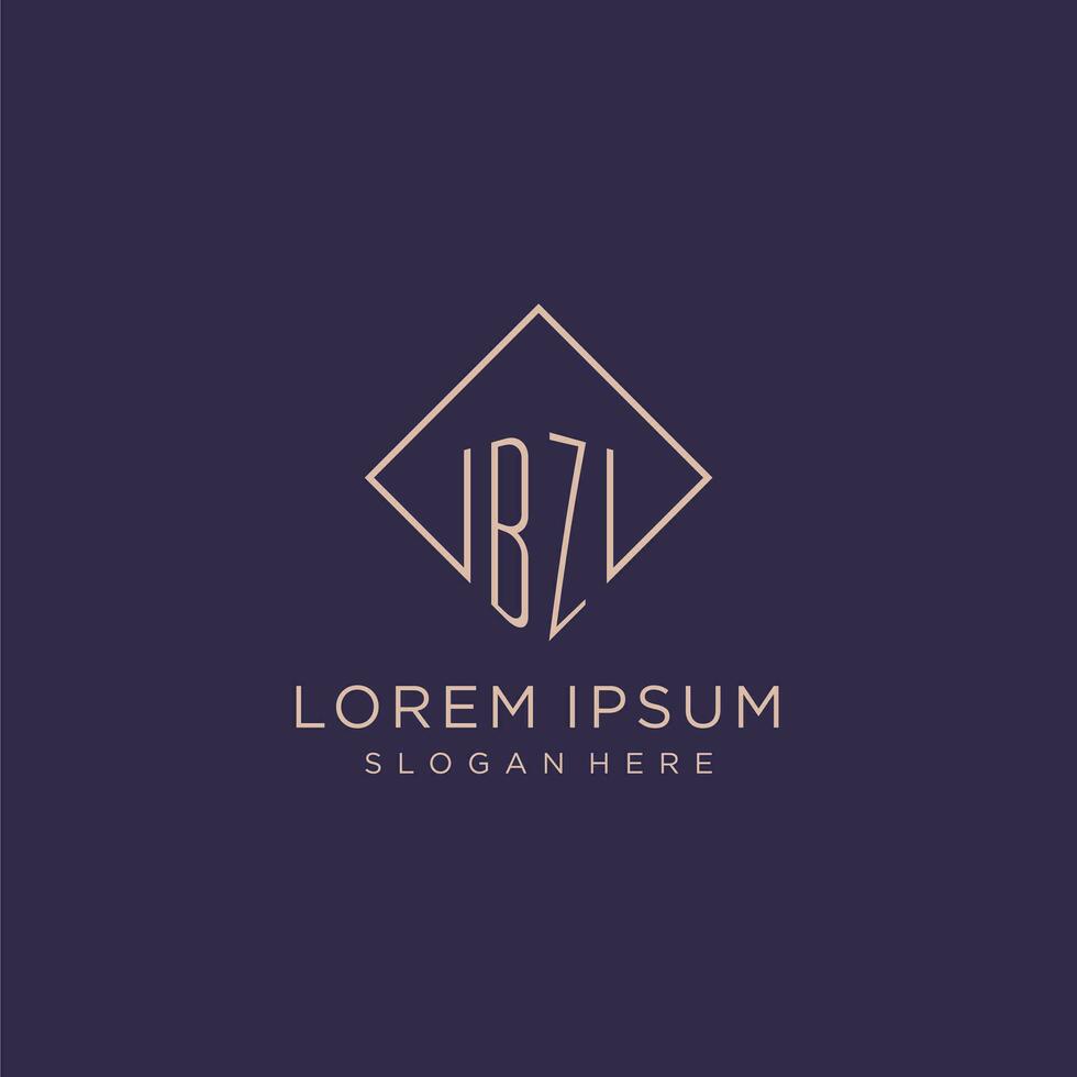 Initials BZ logo monogram with rectangle style design vector