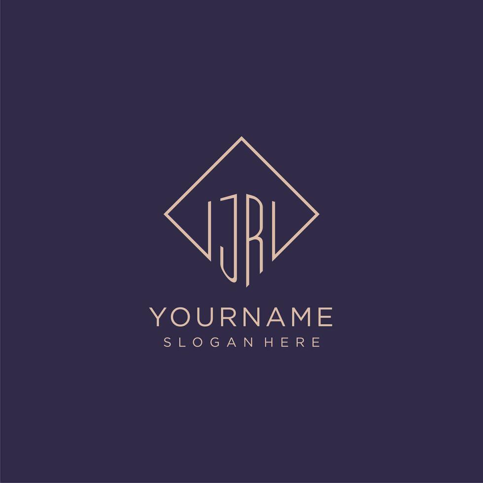 Initials JR logo monogram with rectangle style design vector