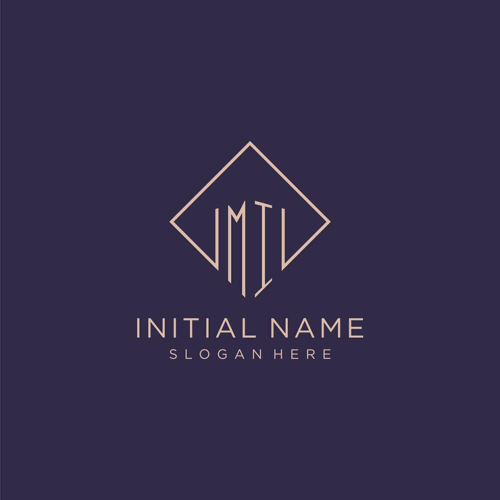 Initials MI logo monogram with rectangle style design vector