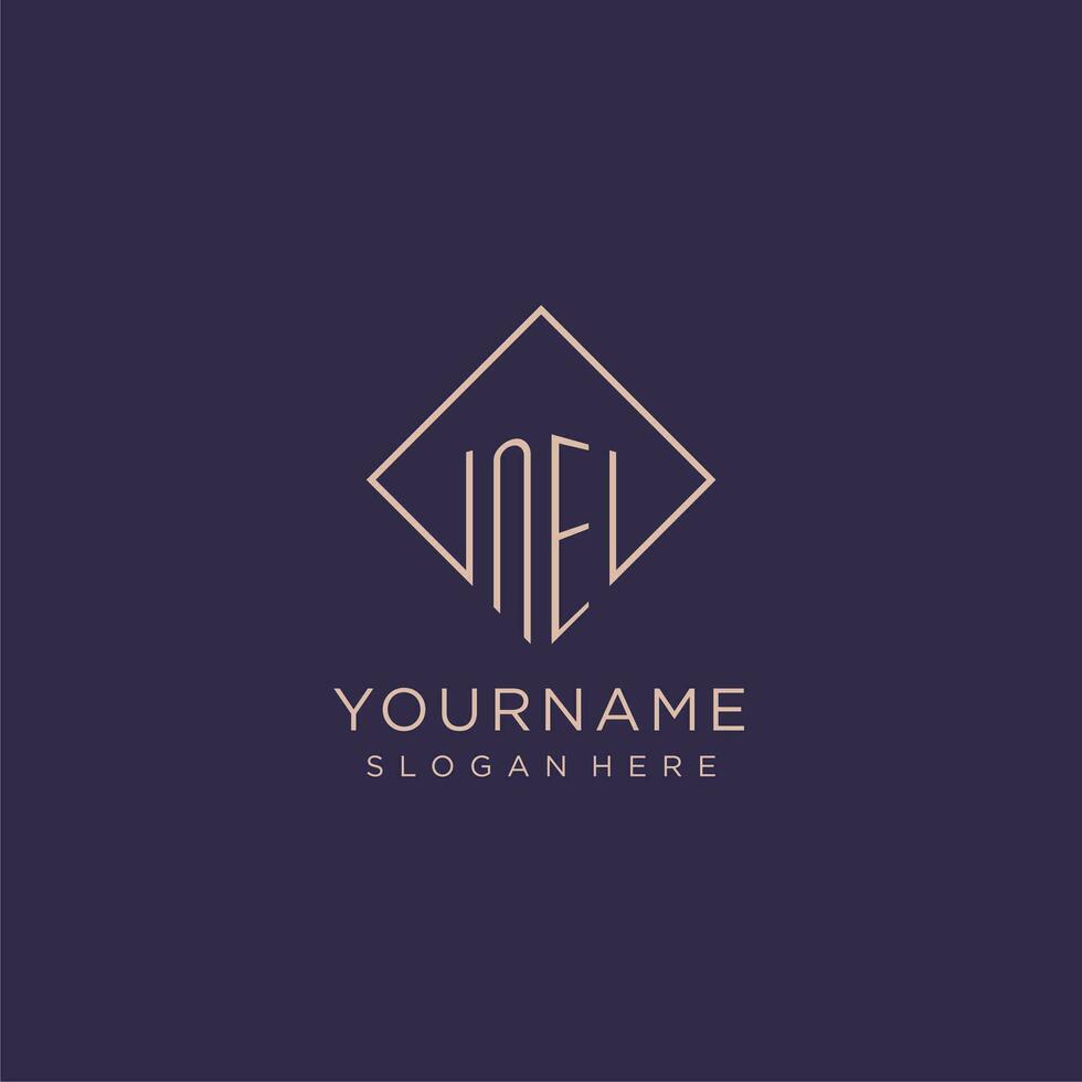 Initials NE logo monogram with rectangle style design vector