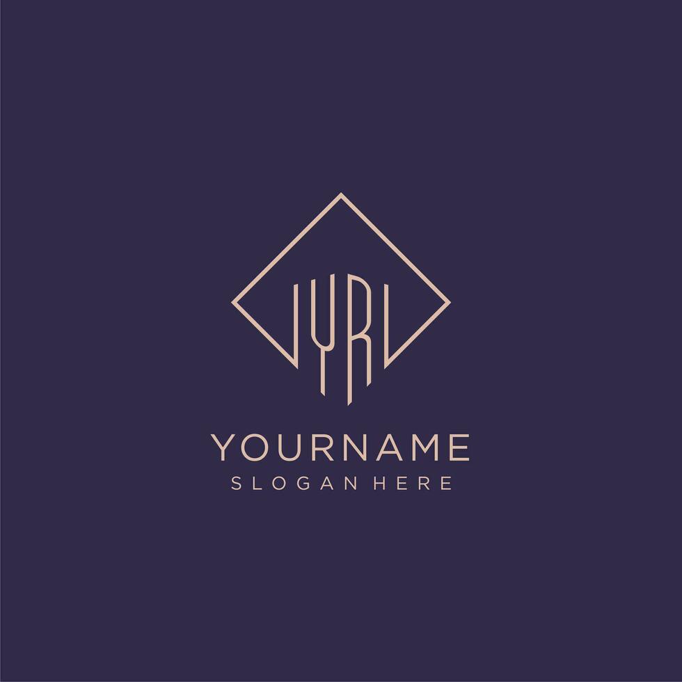 Initials YR logo monogram with rectangle style design vector