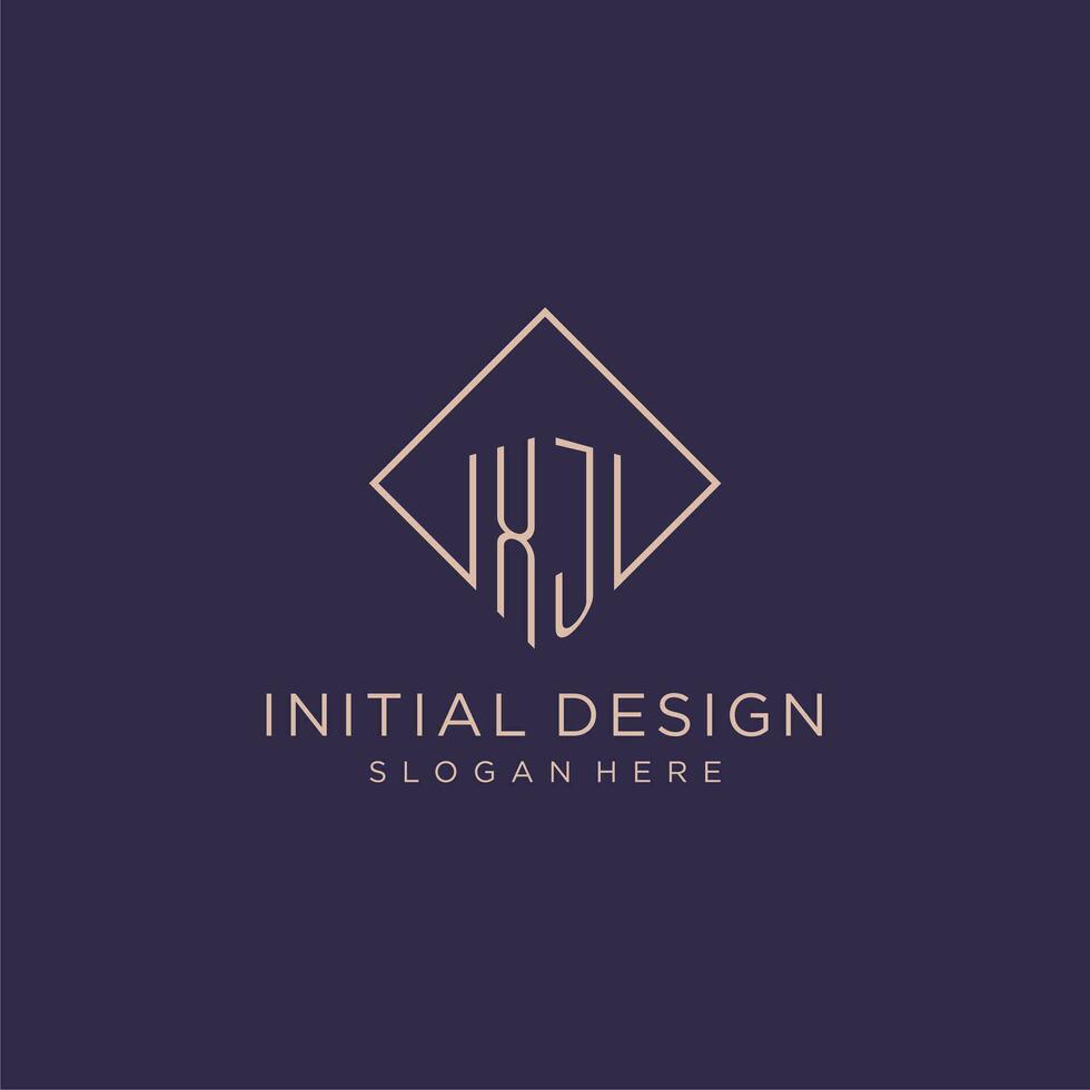 Initials XJ logo monogram with rectangle style design vector