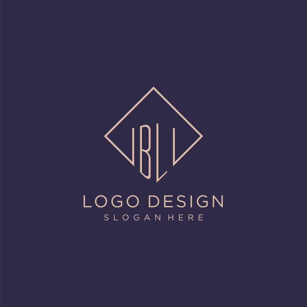 Initials BL logo monogram with rectangle style design vector