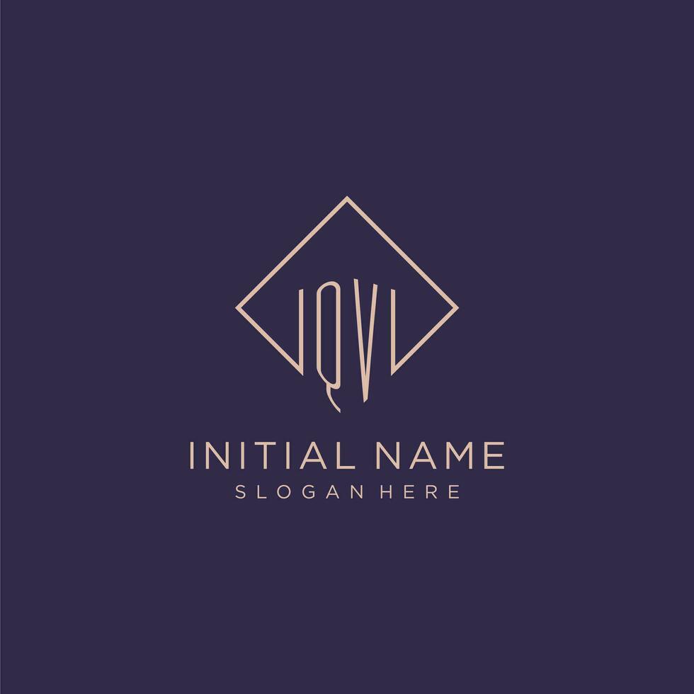 Initials QV logo monogram with rectangle style design vector
