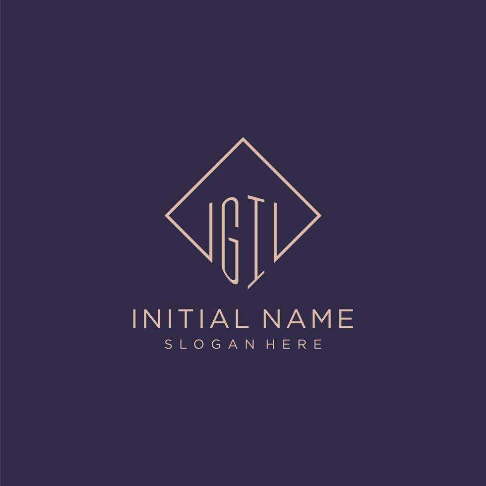Initials GI logo monogram with rectangle style design vector