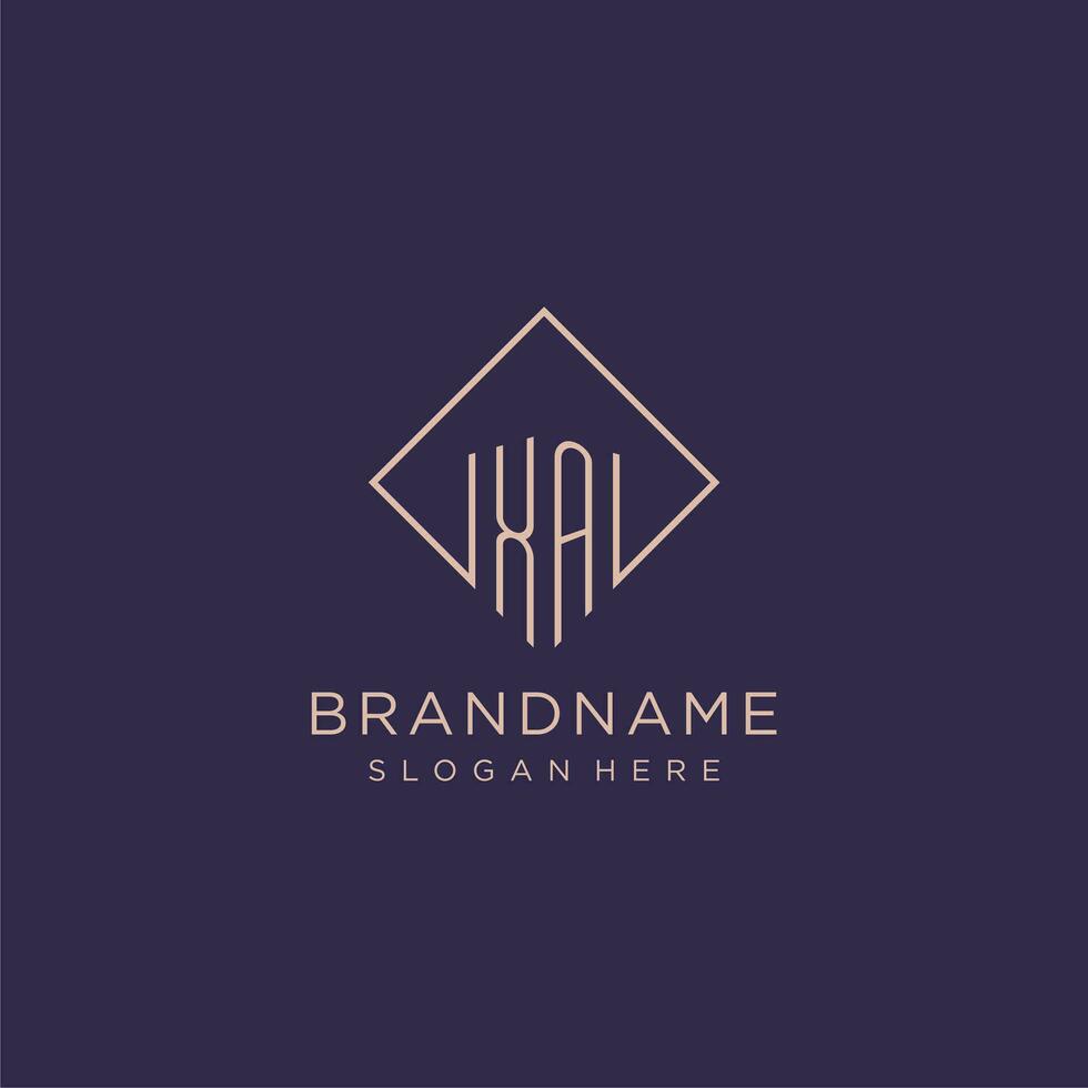 Initials XA logo monogram with rectangle style design vector