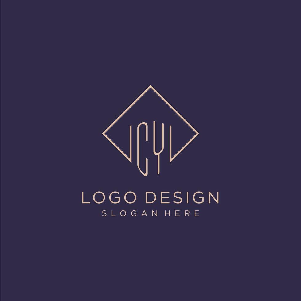 Initials CY logo monogram with rectangle style design vector