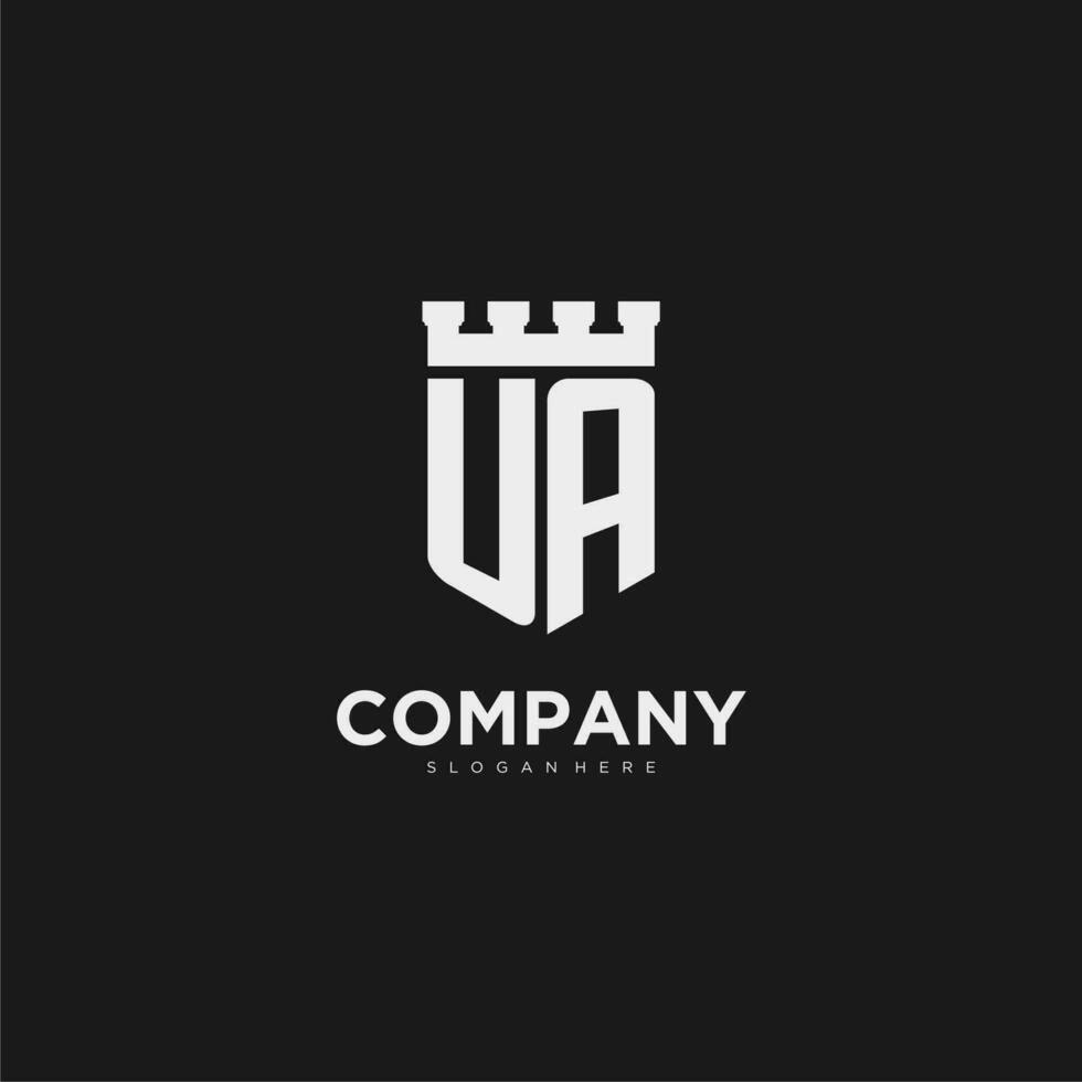 Initials UA logo monogram with shield and fortress design vector