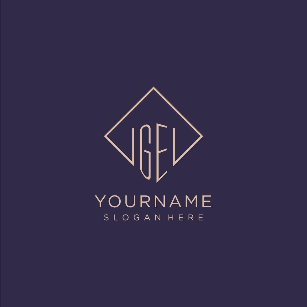 Initials GE logo monogram with rectangle style design vector