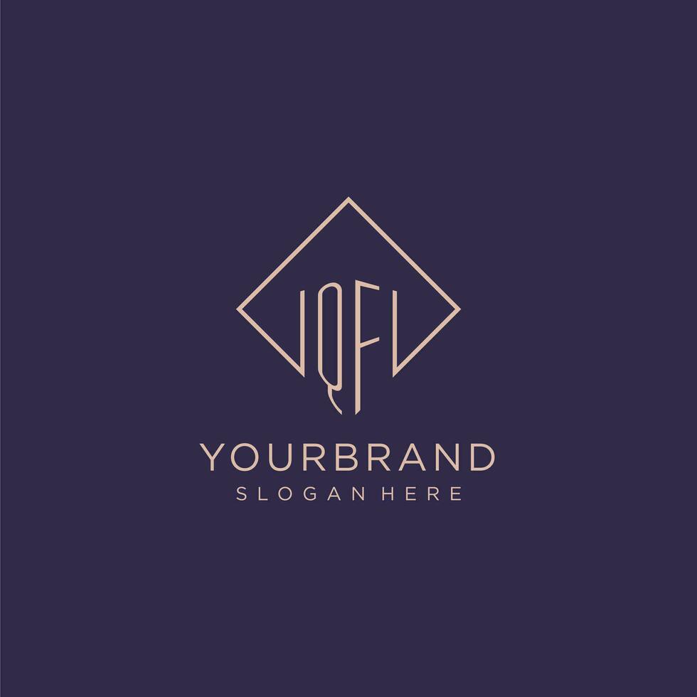 Initials QF logo monogram with rectangle style design vector
