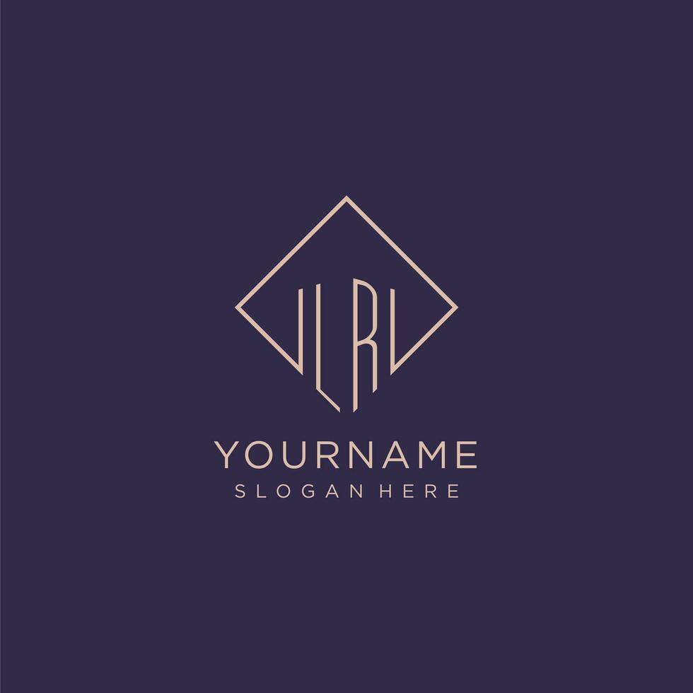 Initials LR logo monogram with rectangle style design vector