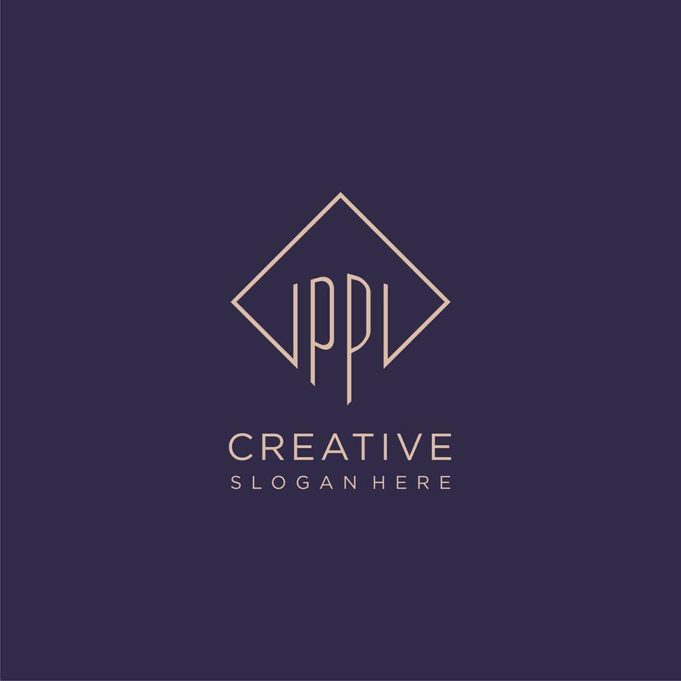 Initials PP logo monogram with rectangle style design vector