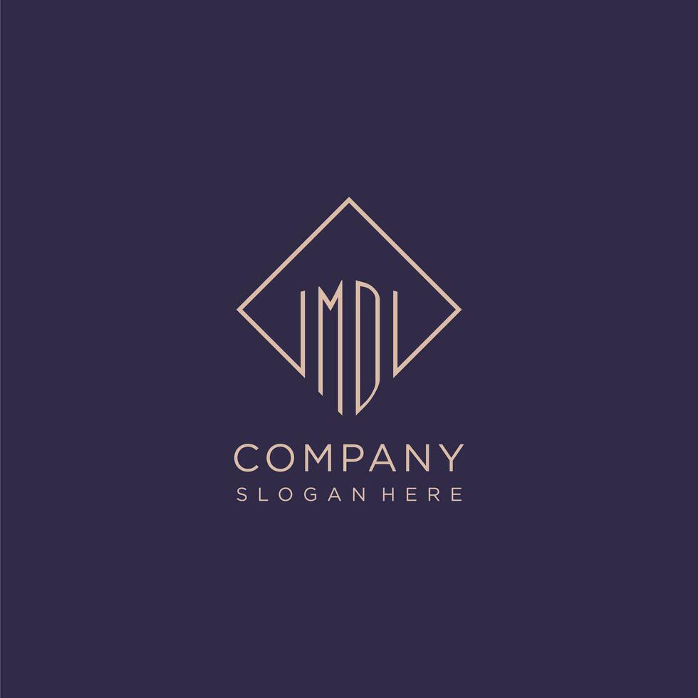 Initials MD logo monogram with rectangle style design vector