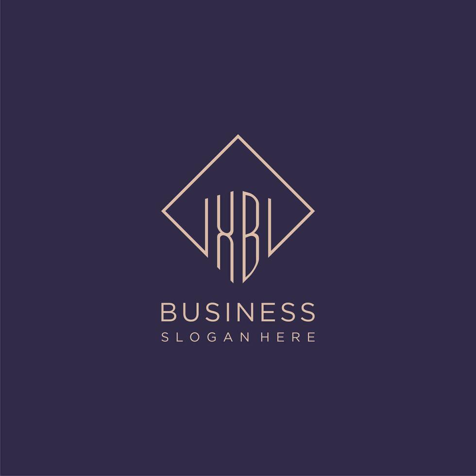 Initials XB logo monogram with rectangle style design vector