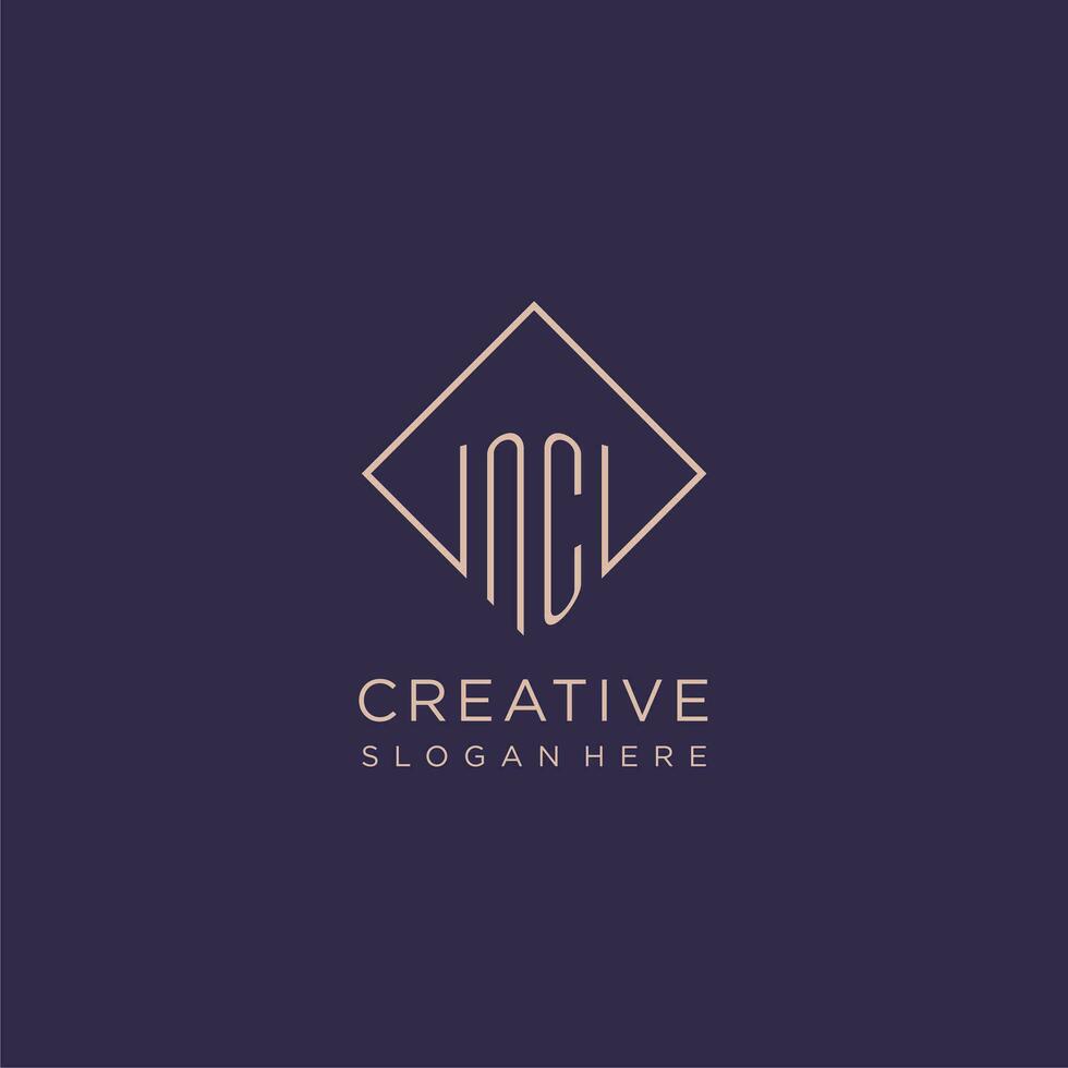 Initials NC logo monogram with rectangle style design vector