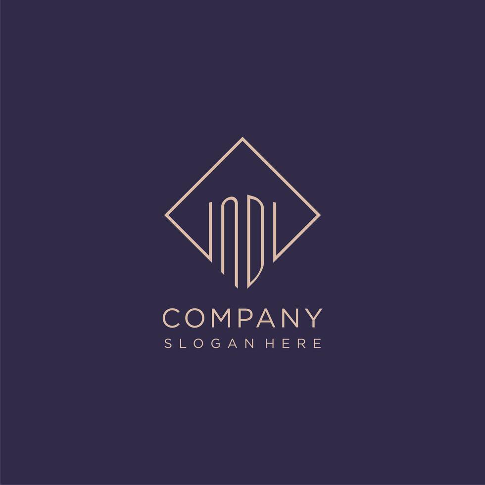 Initials ND logo monogram with rectangle style design vector