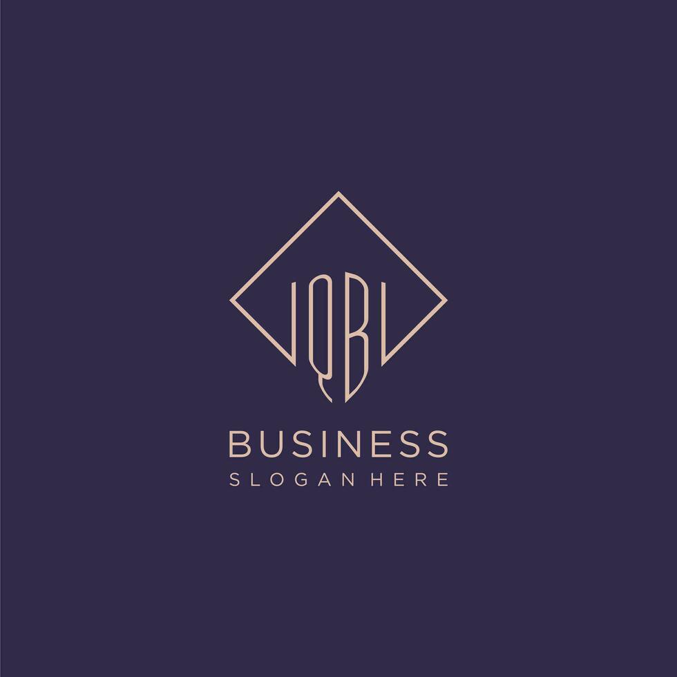 Initials QB logo monogram with rectangle style design vector