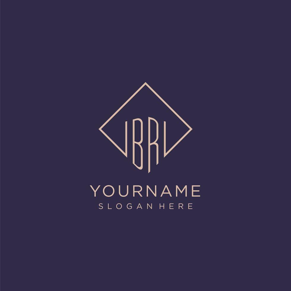 Initials BR logo monogram with rectangle style design vector