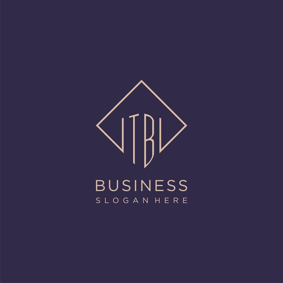 Initials TB logo monogram with rectangle style design vector