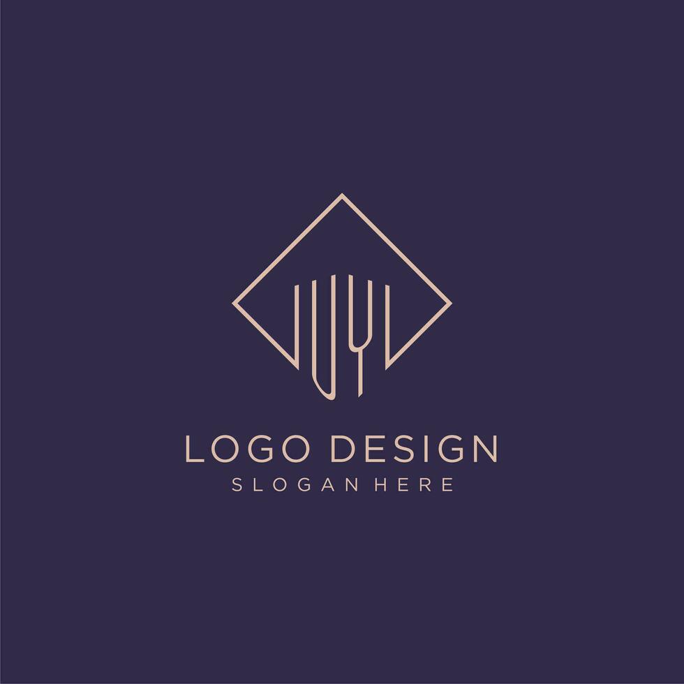 Initials UY logo monogram with rectangle style design vector