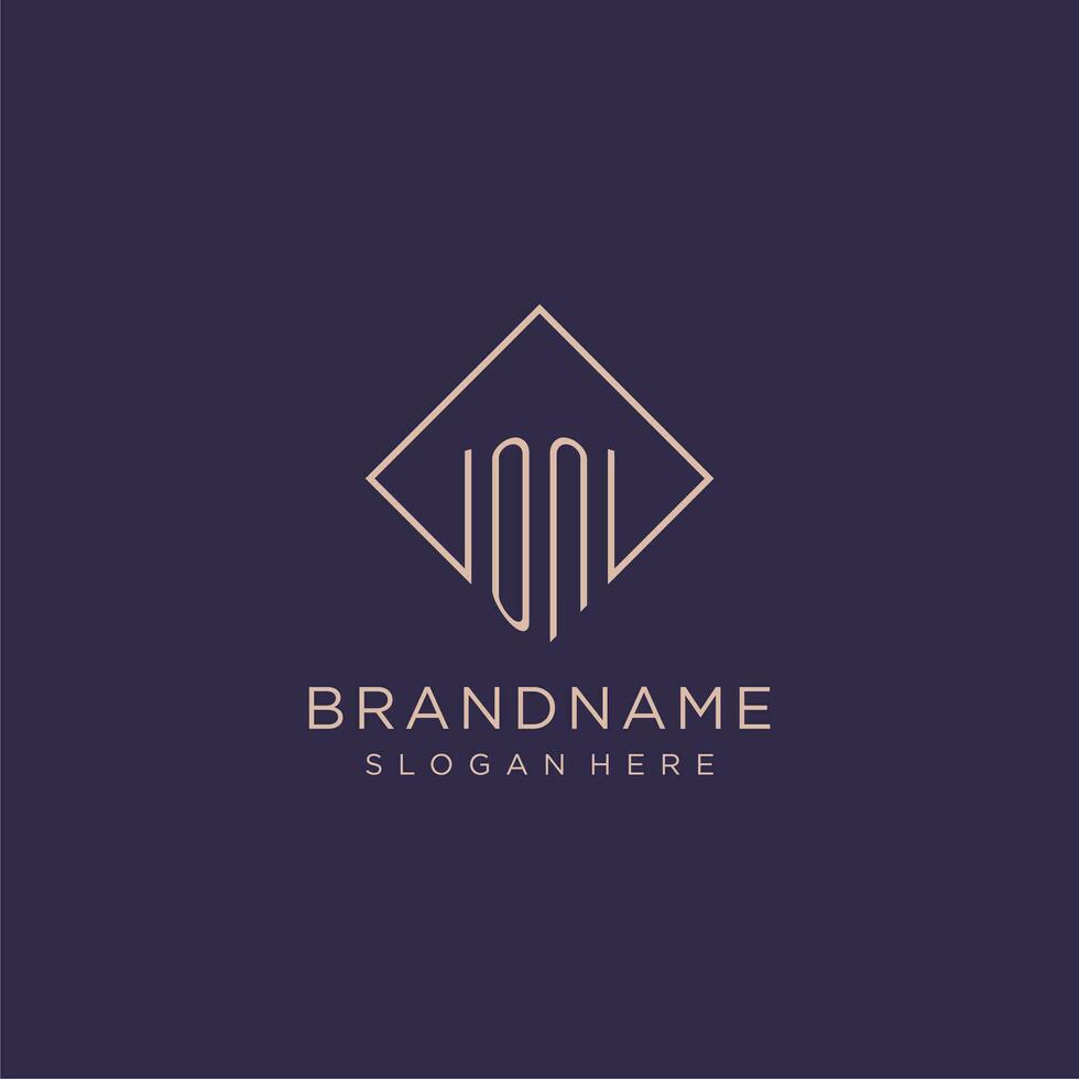 Initials ON logo monogram with rectangle style design vector