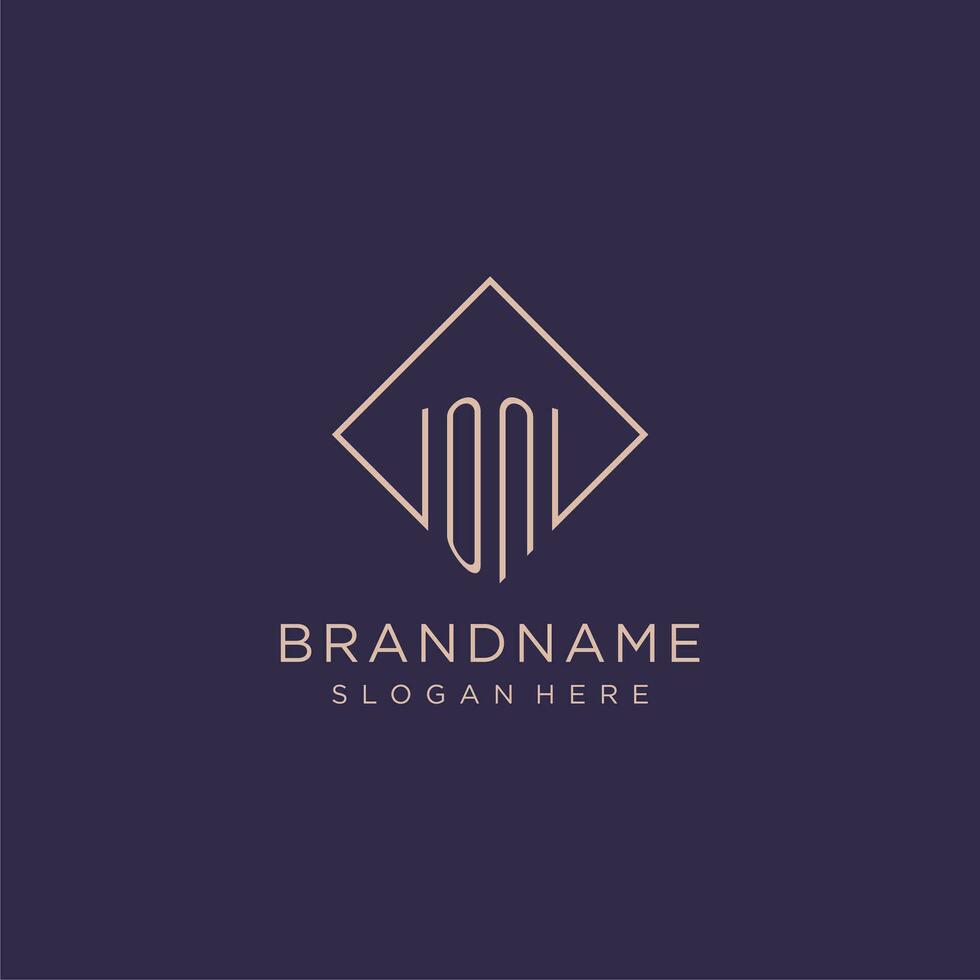 Initials ON logo monogram with rectangle style design vector