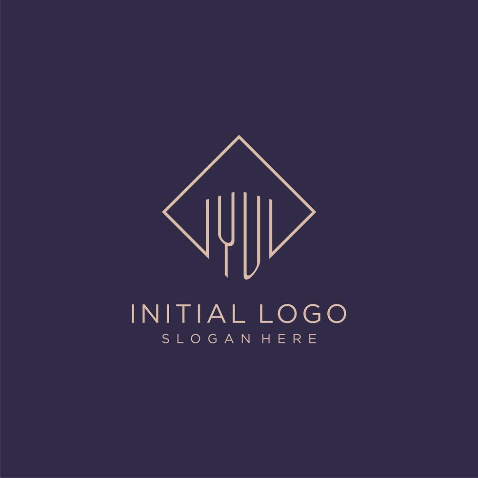 Initials YU logo monogram with rectangle style design vector